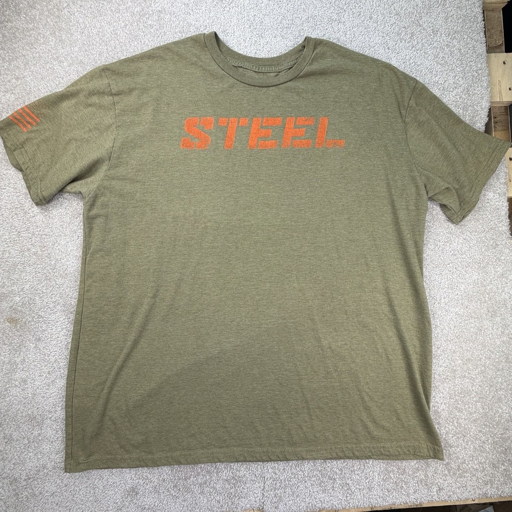 Steel Supplements Tshirt XL Green‎ Orange 2 XXL Gym Workout